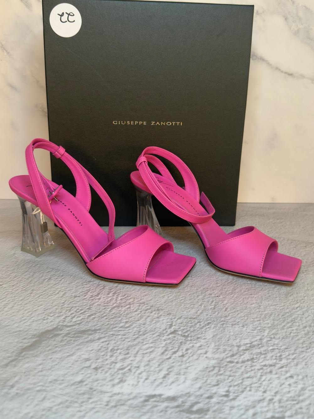 NWT Giuseppe Zanotti Pink Plexi Heel Sandals 36.5 / US 6.5